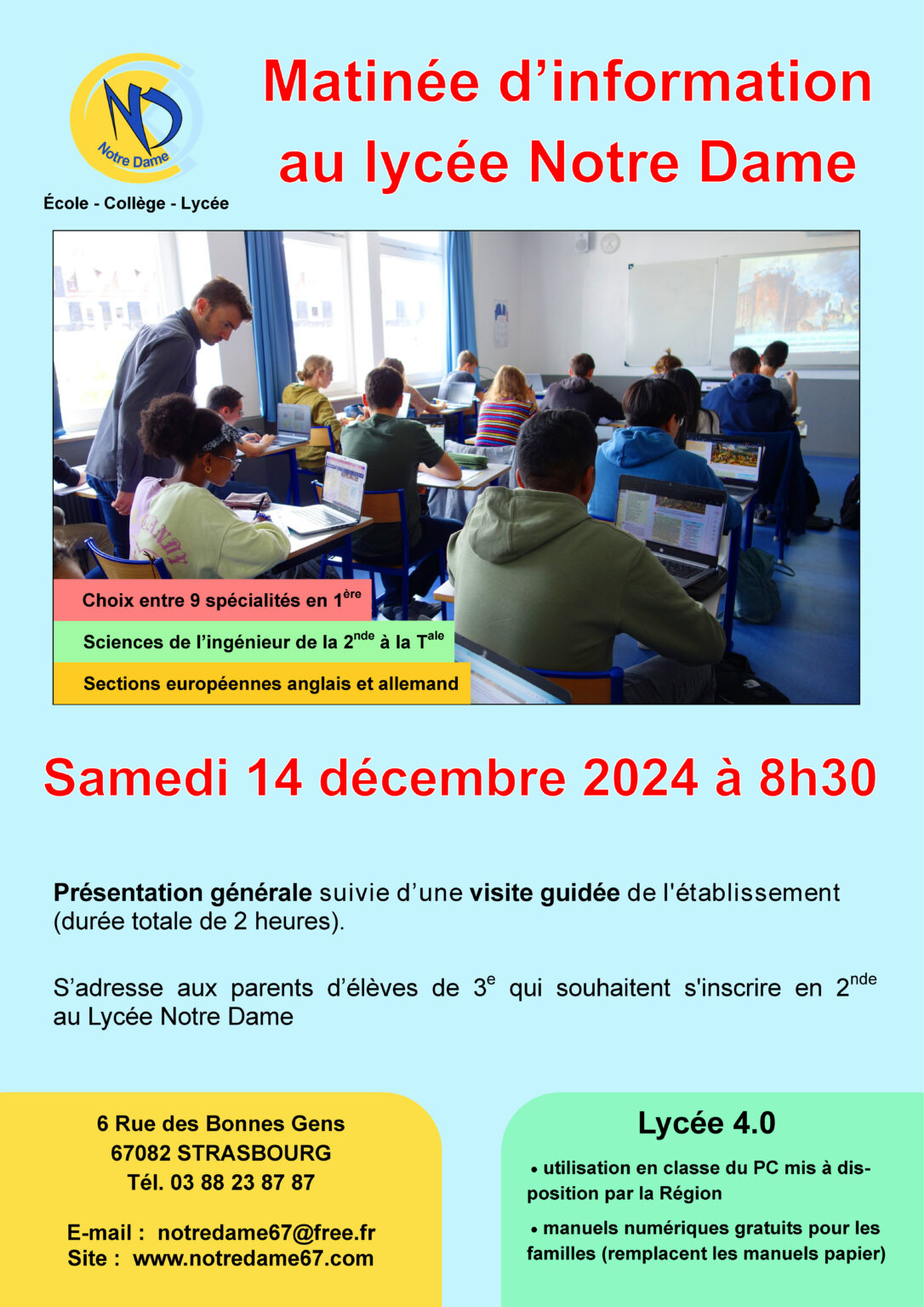 Inscriptions collègelycée 2025/2026 Institution Notre Dame